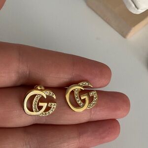 GG Collection Gold Initial Earrings with Crystals